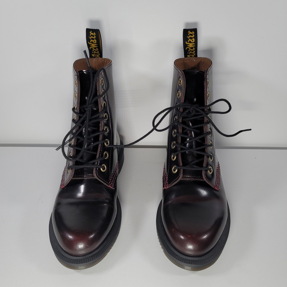 Dr. Martens Elsham Boots Womens Cherry Red Arcadia Leather 8-Eye 5 US / 3 UK